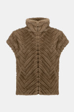 Joseph Ribkoff |Chevron Faux Fur Mock Neck Vest 254906F25