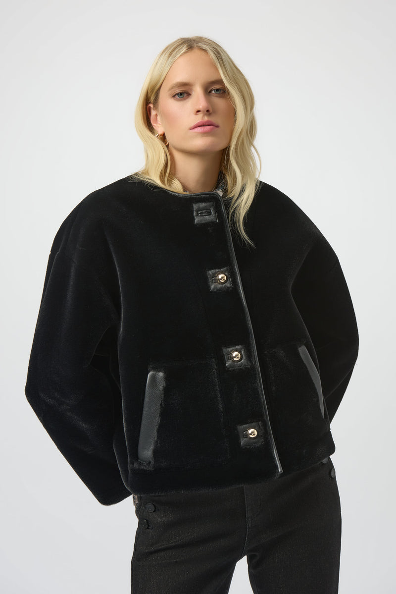 Joseph Ribkoff Bonded Faux Fur Boxy Jacket 254909 F25