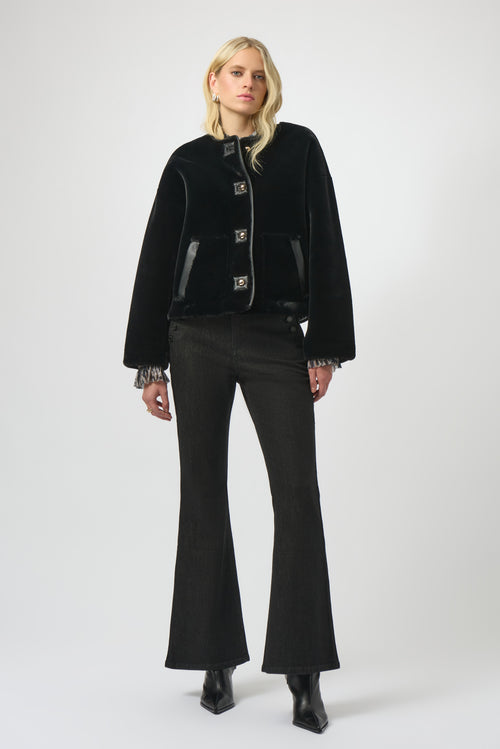 Joseph Ribkoff Bonded Faux Fur Boxy Jacket 254909 F25