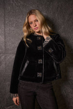 Joseph Ribkoff Bonded Faux Fur Boxy Jacket 254909 F25
