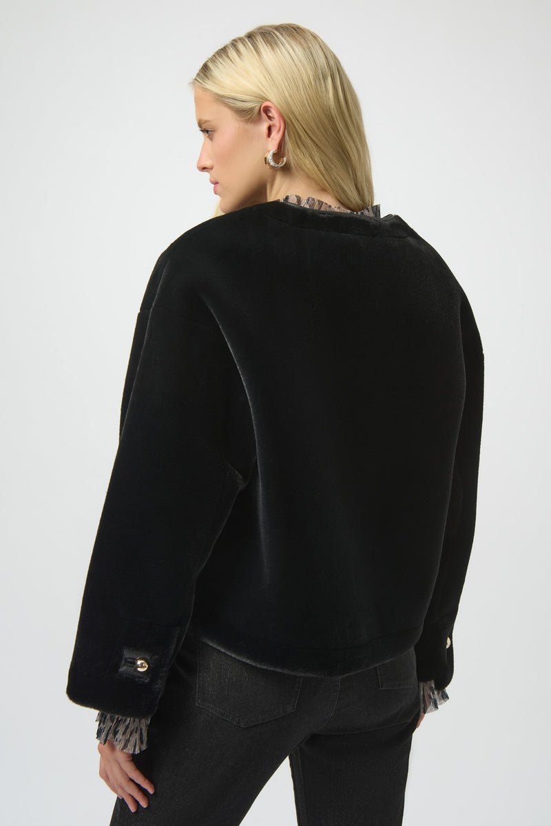 Joseph Ribkoff Bonded Faux Fur Boxy Jacket 254909 F25