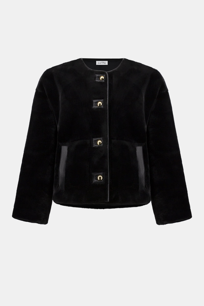 Joseph Ribkoff Bonded Faux Fur Boxy Jacket 254909 F25