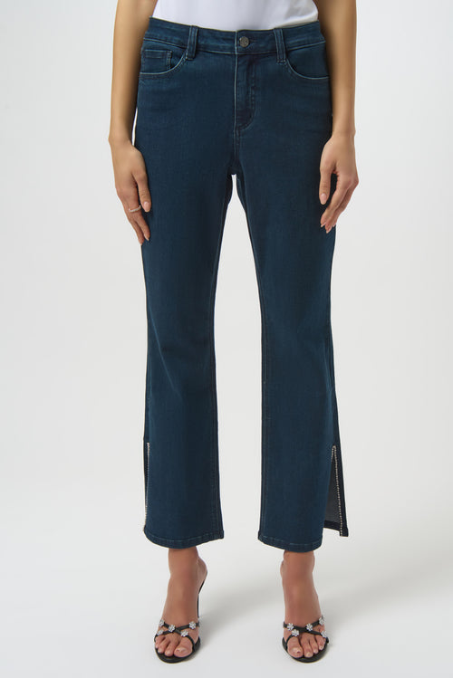 Joseph Ribkoff Classic Straight Leg Jeans with Rhinestone Hem 254917 F25