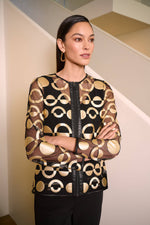 Joseph Ribkoff Mesh and Leatherette Collarless Jacket 254923 F25