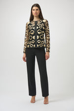 Joseph Ribkoff Mesh and Leatherette Collarless Jacket 254923 F25