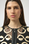 Joseph Ribkoff Mesh and Leatherette Collarless Jacket 254923 F25