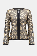 Joseph Ribkoff Mesh and Leatherette Collarless Jacket 254923 F25