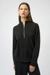 Joseph Ribkoff Sweater Knit Mock Neck Pullover with Rhinestones 254933 F25