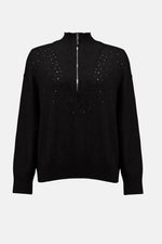 Joseph Ribkoff Sweater Knit Mock Neck Pullover with Rhinestones 254933 F25