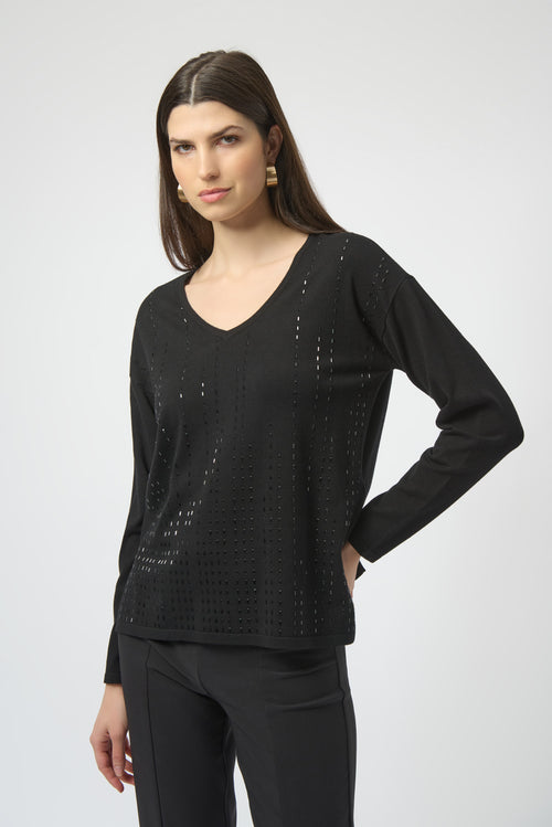 Joseph Ribkoff Sweater Knit Pullover with Iron-On Detail 254966F25