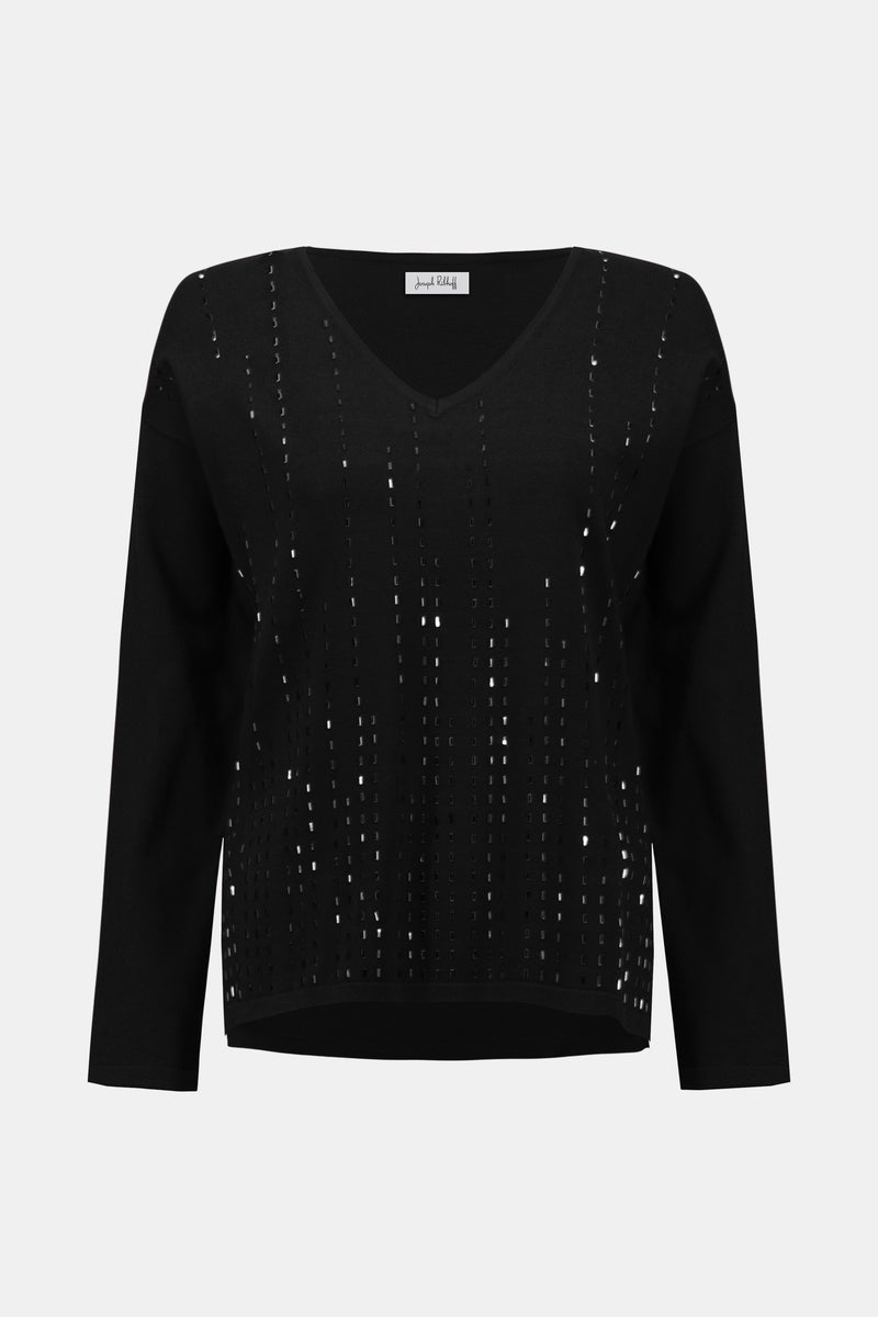 Joseph Ribkoff Sweater Knit Pullover with Iron-On Detail 254966F25