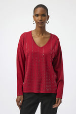 Joseph Ribkoff Sweater Knit Pullover with Iron-On Detail 254966F25
