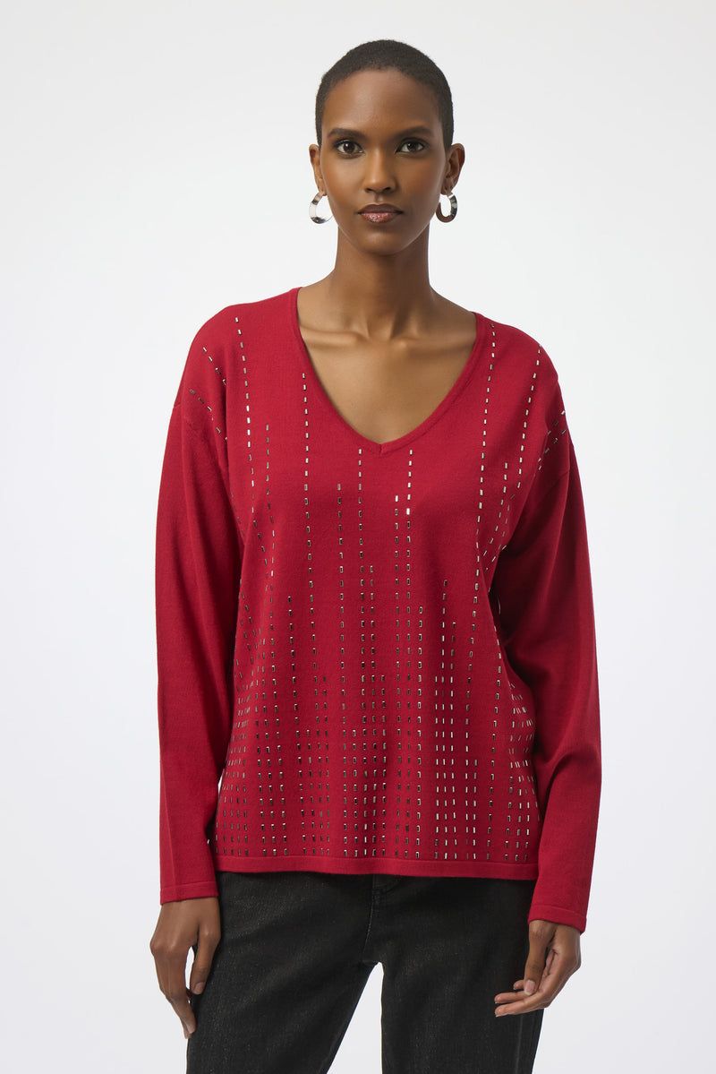 Joseph Ribkoff Sweater Knit Pullover with Iron-On Detail 254966F25