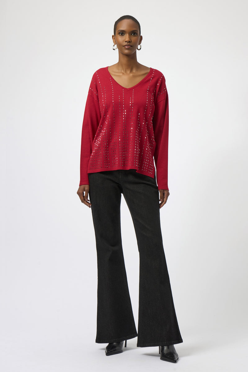 Joseph Ribkoff Sweater Knit Pullover with Iron-On Detail 254966F25