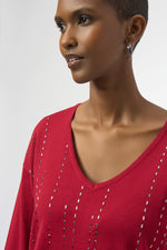 Joseph Ribkoff Sweater Knit Pullover with Iron-On Detail 254966F25