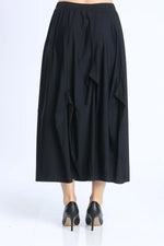 IC Collection Black Asymmetric Line Folds Skirt Style 2719S