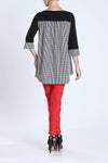 IC Collection Black Tunic With Contrast Check Print Style 2858T