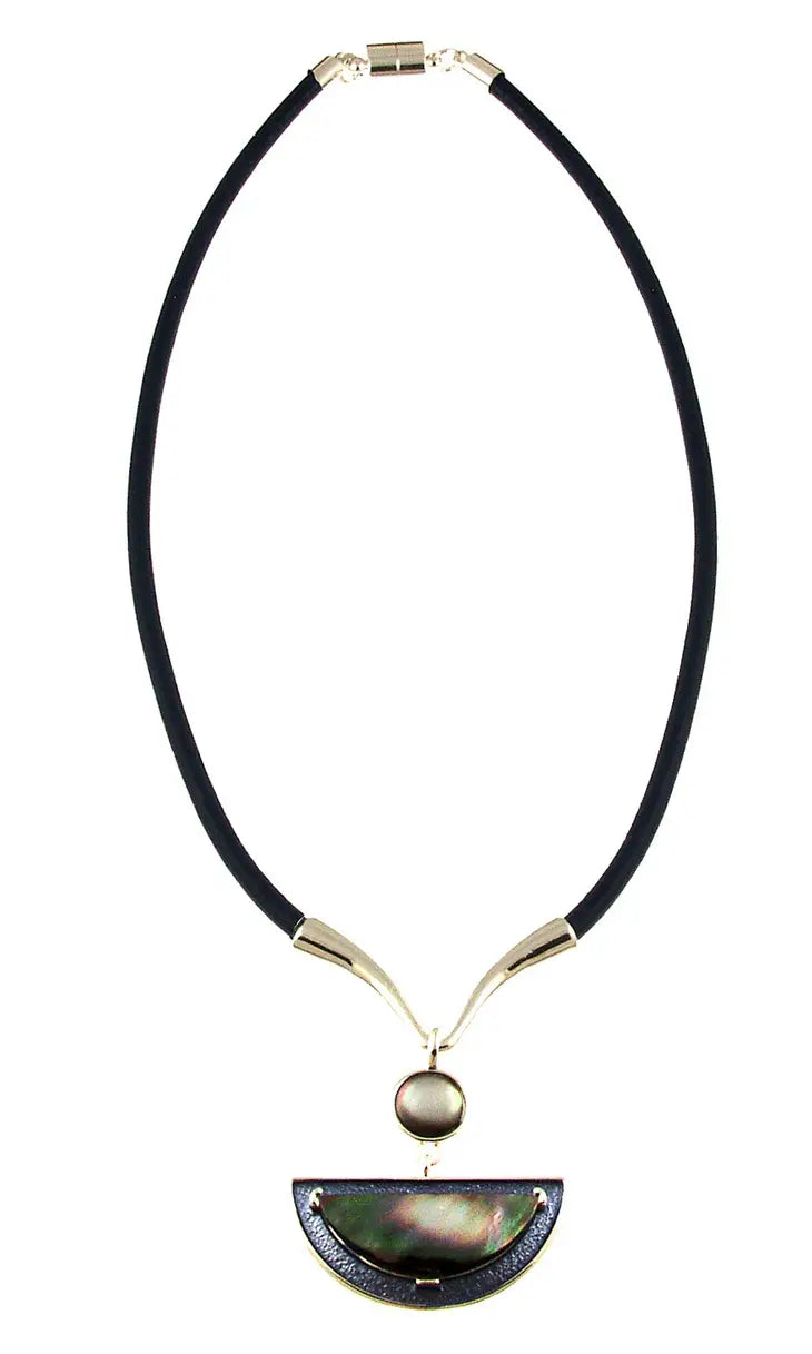 Origin Black Shell Leather Necklace Style 2366