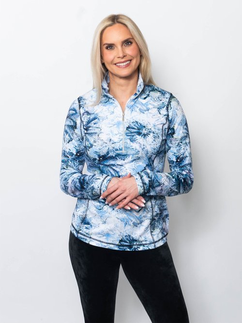 Snoskins Microfiber Prints Zip Neck top 30738-F25