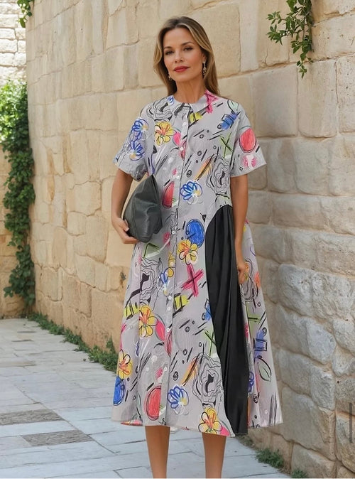 Simply Vanite  31069 white/multi, lavender/multi dress/long shirt/duster