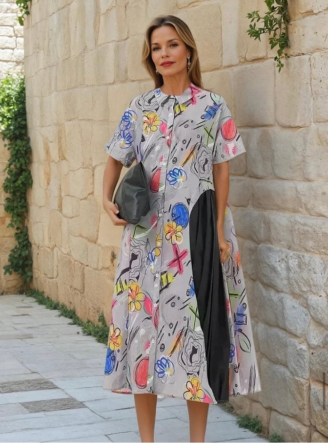 Simply Vanite  31069 white/multi, lavender/multi dress/long shirt/duster