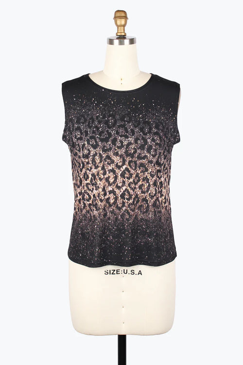 Damee Golden Leopard Mesh Twin Set 31445-Blk F25