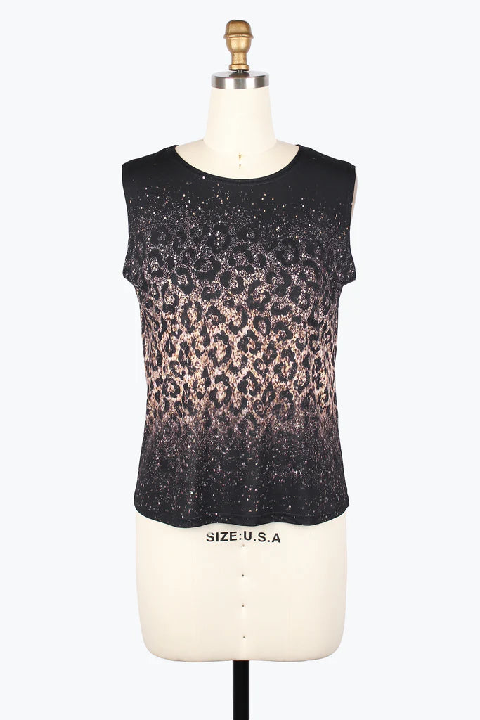 Damee Golden Leopard Mesh Twin Set 31445-Blk F25