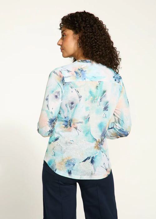 SALE FDJ 3/4 Sleeve Tab-Up Henley Top, Alani