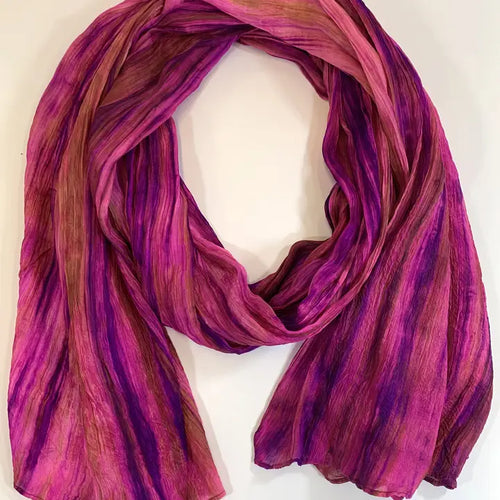 Lua scarf Watercolor Silk Scarf SC1000 #407 Deep Fuchsia & Moss