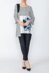 IC Collection Color Block Flower Print Tunic Top Style 4229T