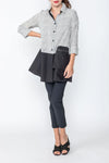 IC Collection Black and White Blouse With Contrast Pocket Zip Style 4281J
