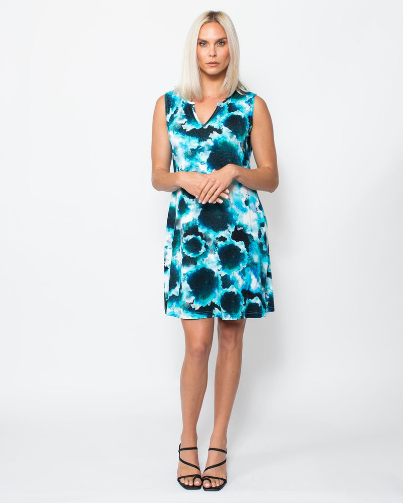 Snoskins Viscose Prints Sleeveless Dress with split neck Style 44458-24S