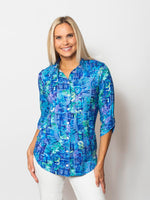 Snoskins Viscose Prints V-Neck top with Flounce sleeves 44566-25S