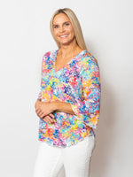 Snoskins Viscose Prints V-Neck top with Flounce sleeves 44566-25S