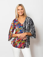 Snoskins Viscose Prints V-Neck top with Flounce sleeves 44566-25S