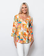 Snoskins Viscose Prints V-Neck with Flounce sleeves Style 44566-24S