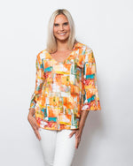 Snoskins Viscose Prints V-Neck with Flounce sleeves Style 44566-24S