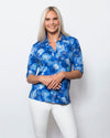 Snoskins Viscose Prints Johnny collar top with Rouched Elbow Sleeves Style 44583-24S