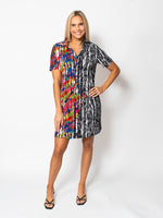 Snoskins Viscose Prints Johnny Collar Dress Short Sleeve 44612-25S