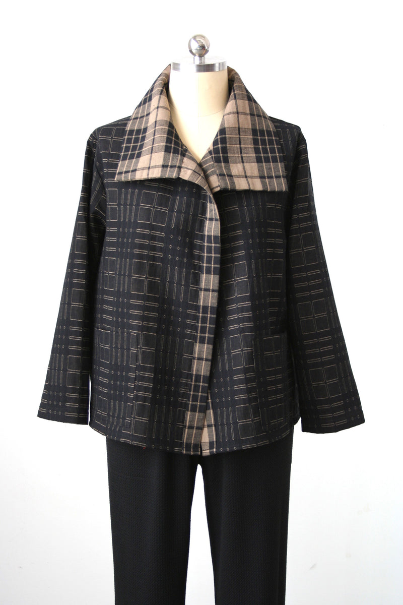 Christopher Calvin Plaid Open Jacket 4512 F25Tank/Black, Red/Black