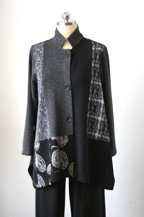 Christopher Calvin Mixed Media Jacket 4524 Navy, Red, Grey F25