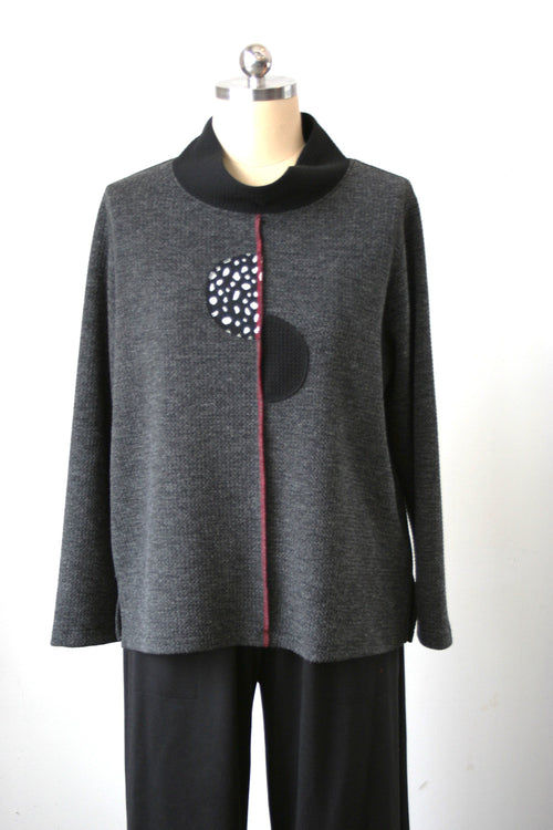 Christopher Calvin Waffle Knit Mock Top Black, Grey, Red 4527 F25