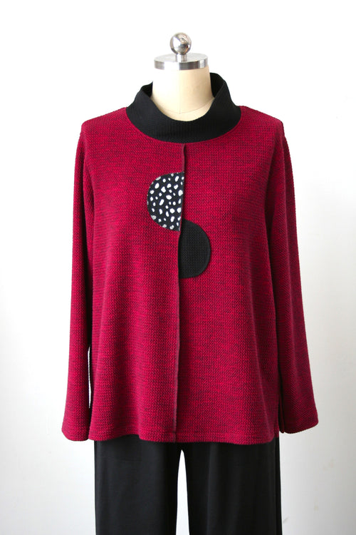 Christopher Calvin Waffle Knit Mock Top Black, Grey, Red 4527 F25