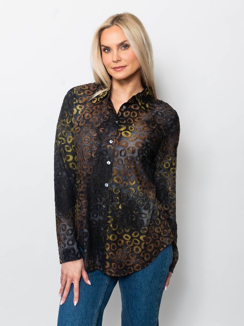 Snoskins Tie Dye Burnout Eyelash Button Shirt 45485-F25