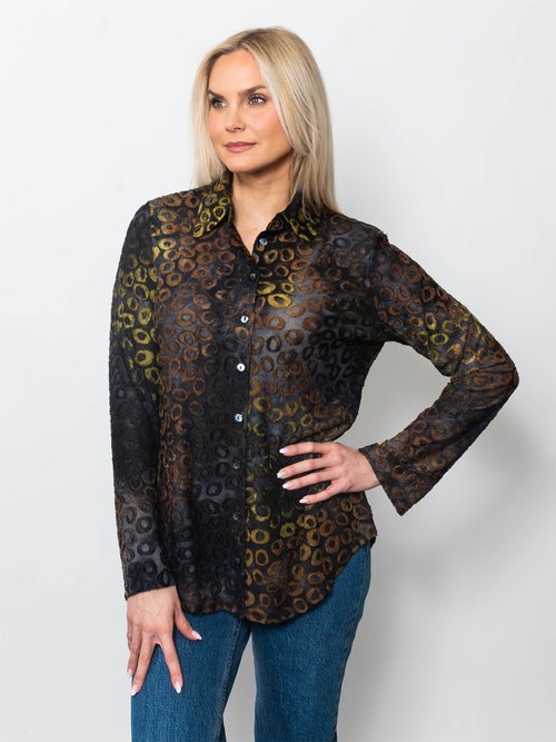 Snoskins Tie Dye Burnout Eyelash Button Shirt 45485-F25