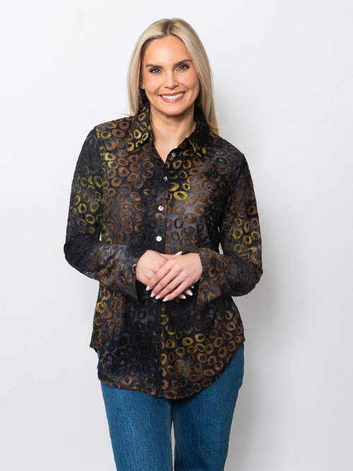Snoskins Tie Dye Burnout Eyelash Button Shirt 45485-F25