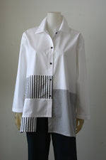 Christopher Calvin Mixed Patchwork Shirt 4550 Blue or White F25