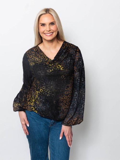 Snoskins Tie Dye Burnout Eyelash Drape Neck Top 45702-F25