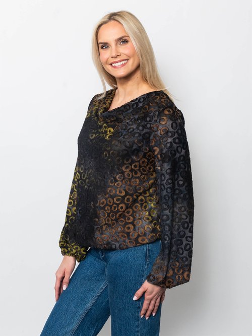 Snoskins Tie Dye Burnout Eyelash Drape Neck Top 45702-F25