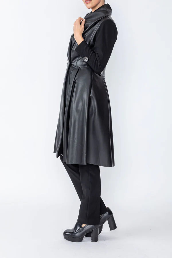 IC Collection PLEATS SHAWL COLLAR FROCK COAT Style 4603J